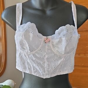 Fallen Angel Dainty Cotton Eyelet Corset Bustier